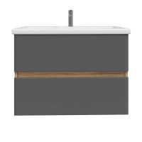 Тумба под раковину без столешницы SanStar Graffa 70 подвесная, дуб вотан, графит софт