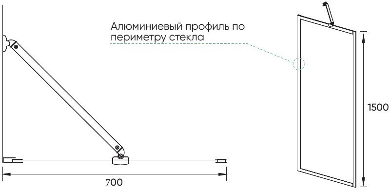 Шторка на ванну Veconi Palau PL85GR-70-01-C8 70x150, брашированный графит