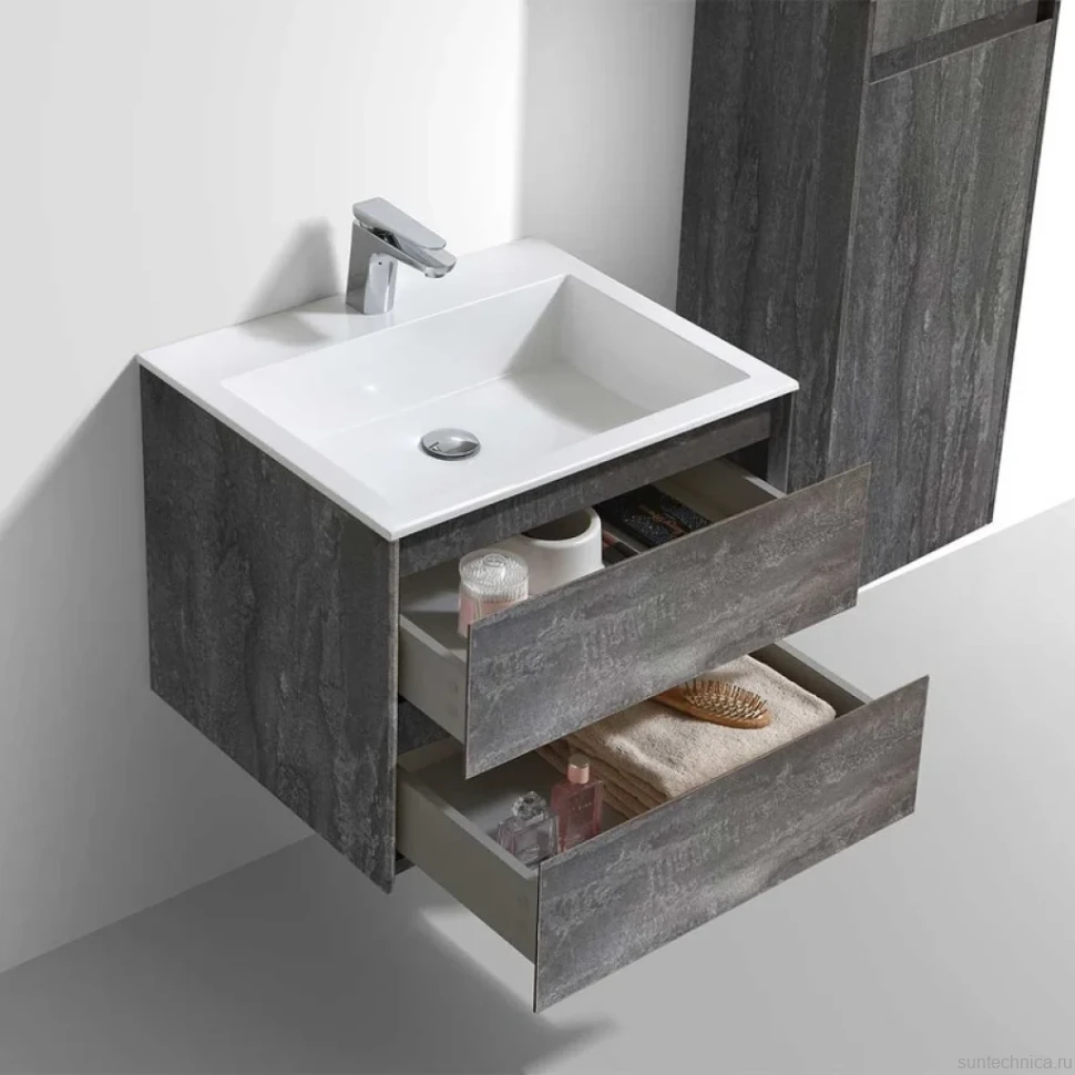 Тумба с раковиной Vincea Luka 60 2 ящика, камень