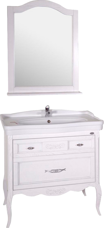 Мебель для ванной комнаты ASB-Woodline Модерн 85 белая, патина серебро