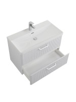 Тумба с раковиной BelBagno Due 80 ручки белые, белый металлик