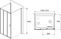 Душевой уголок RGW Passage PA-13+90 см (119-121)x90x195 профиль хром, стекло прозрачное