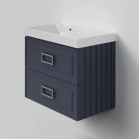 Тумба под раковину La Fenice CUBO Twin Blu Grigio синяя матовая 80 см Черная ручка