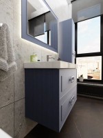 Тумба под раковину La Fenice CUBO Twin Blu Grigio синяя матовая 80 см Черная ручка
