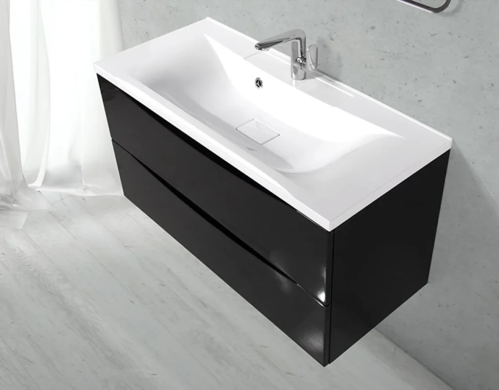 Тумба с раковиной BelBagno Marino 100 nero lucido