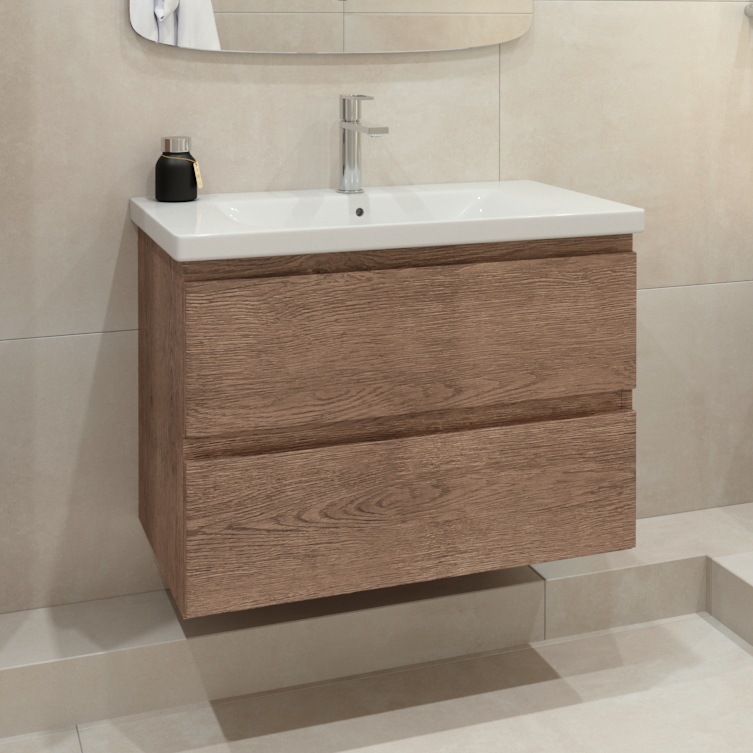 Тумба под раковину без столешницы Caprigo Forte 80 подвесная, светлый орех