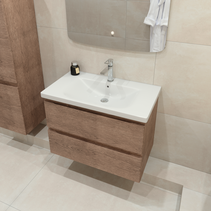 Тумба под раковину без столешницы Caprigo Forte 80 подвесная, светлый орех