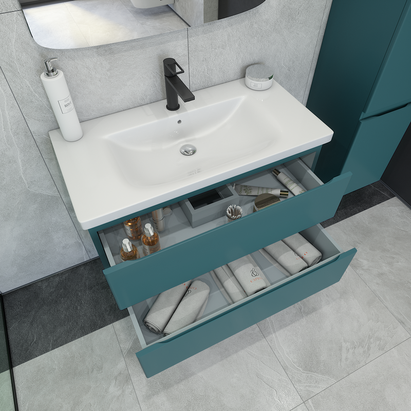 Тумба с раковиной Caprigo Forte 90 подвесная, изумрудно-бирюзовая