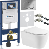 Комплект Унитаз подвесной BelBagno Marino BB105CHR безободковый + Крышка BB2034SC с микролифтом + Инсталляция Geberit Duofix UP 320 111.300.00.5 + Кнопка Sigma 01 115.770.21.5 хром + Крепления 111.815.00.1 к стене + Звукоизоляция