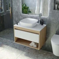 Тумба с раковиной Teymi Ritta 65 дуб эврика, матовая белая, раковина Kati 43