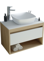 Тумба с раковиной Teymi Ritta 65 дуб эврика, матовая белая, раковина Kati 43