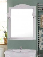 Зеркало ASB-Woodline Салерно 65 с подсветкой, белое, патина серебро