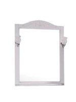 Зеркало ASB-Woodline Салерно 65 с подсветкой, белое, патина серебро