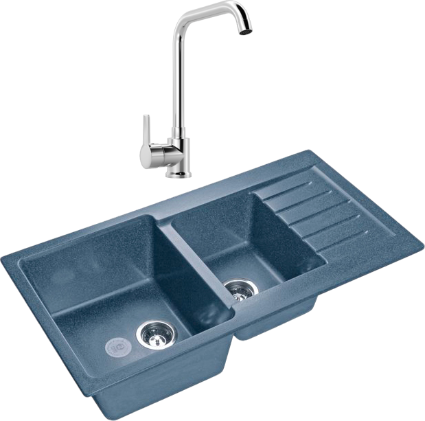 Комплект Мойка GranFest Practik P-980 KL графит + Смеситель MEGA Ege MG-PL10 хром