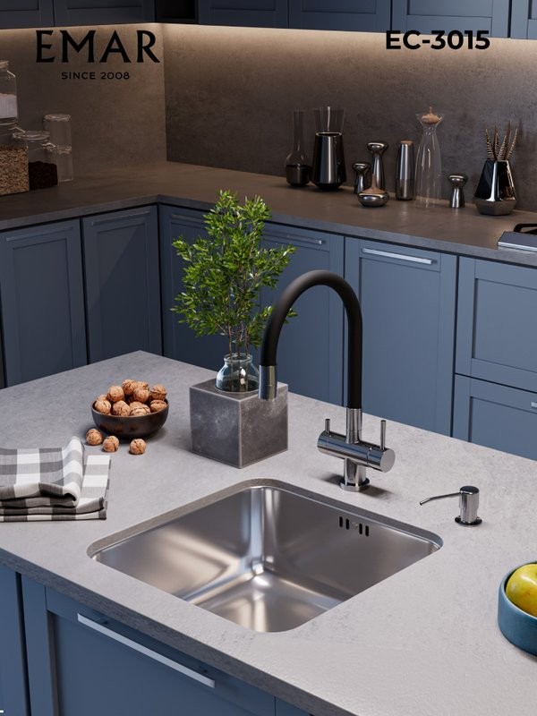 Смеситель для кухни Emar Steel ЕС - 3015 satin