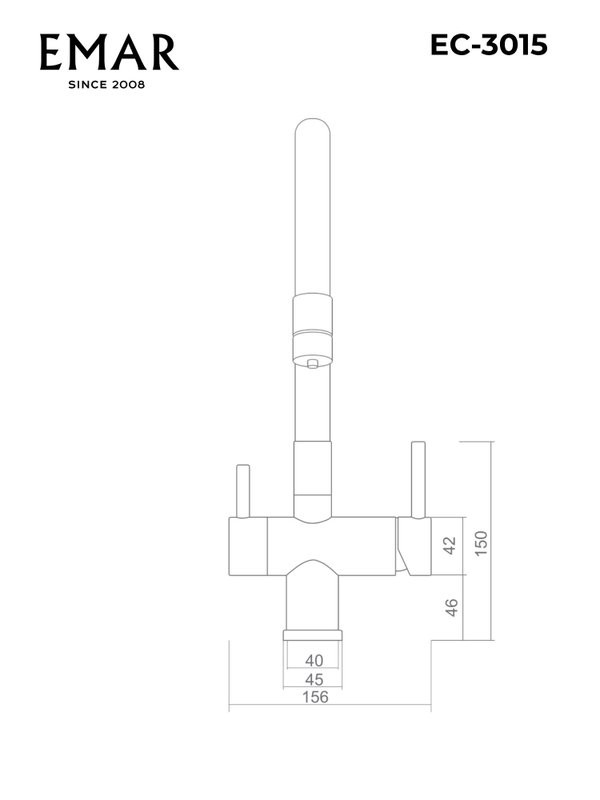 Смеситель для кухни Emar Steel ЕС - 3015 satin