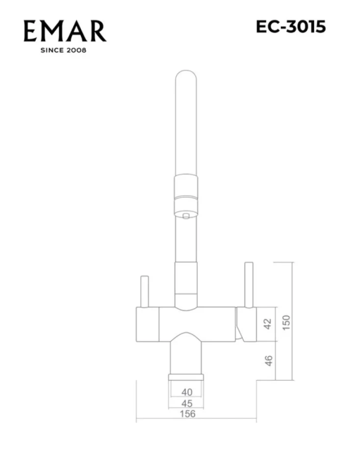 Смеситель для кухни Emar Steel ЕС - 3015 satin