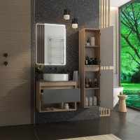 Тумба подвесная Teymi Ritta 65, ящик с доводчиком, цвет дуб эврика/графит матовый T60524