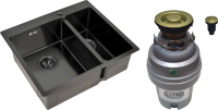 Комплект Мойка Zorg Inox PVD 59-2-51-L GRAFIT L, графит + Измельчитель ZR-75 D BRONZE
