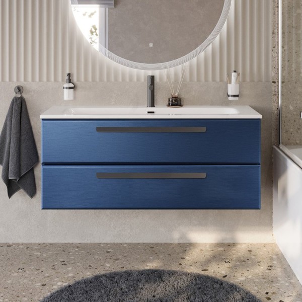 Тумба с раковиной Cezares Eco Cer-N 120 sapfiro, раковина Eco 120, ручки матовые черные