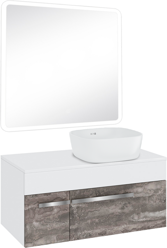 Мебель для ванной комнаты Runo Вудлайн 85 железный камень, раковина Bella 40