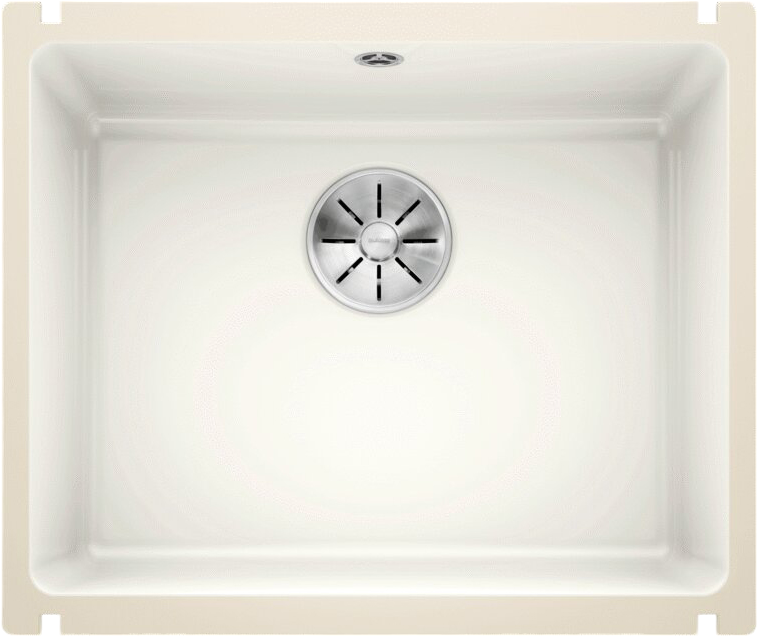 Комплект Мойка Blanco Subline 500-U глянцевая белая, с отводной арматурой InFino + Смеситель Candor 523120