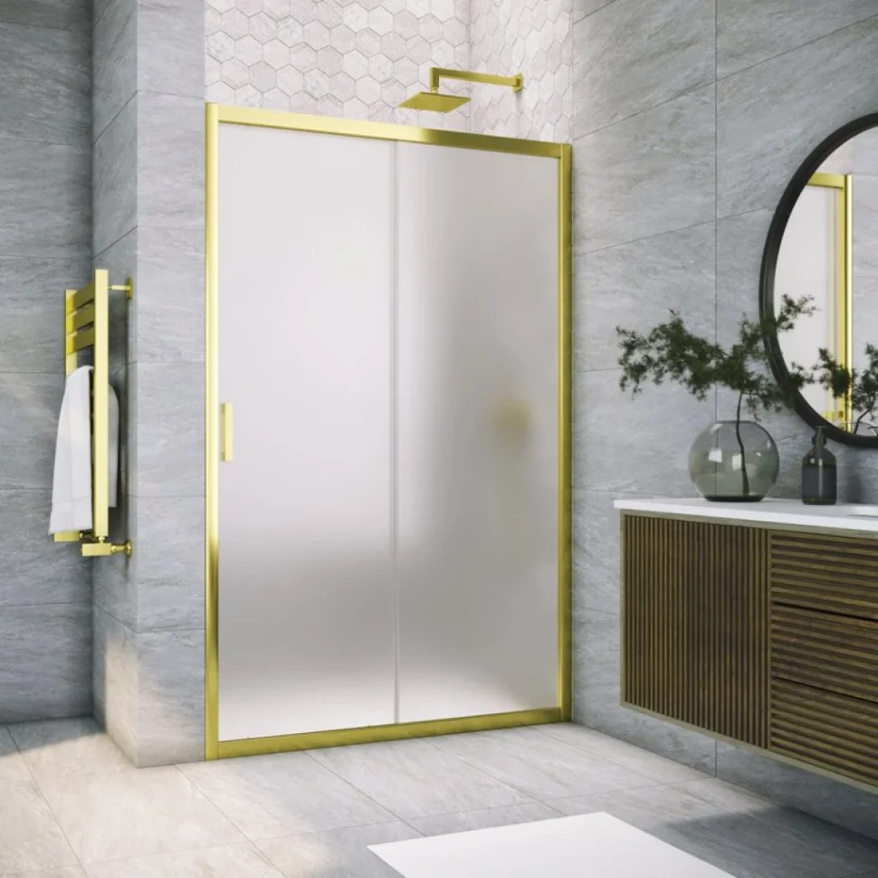 Душевая дверь в нишу Vegas Glass ZP Tur Novo h1900 135 09 10 профиль золото, стекло сатин