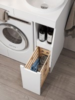 Тумба под раковину без столешницы Alavann Cosmetic 25 R под стиральную машину, напольная, глянцевая белая