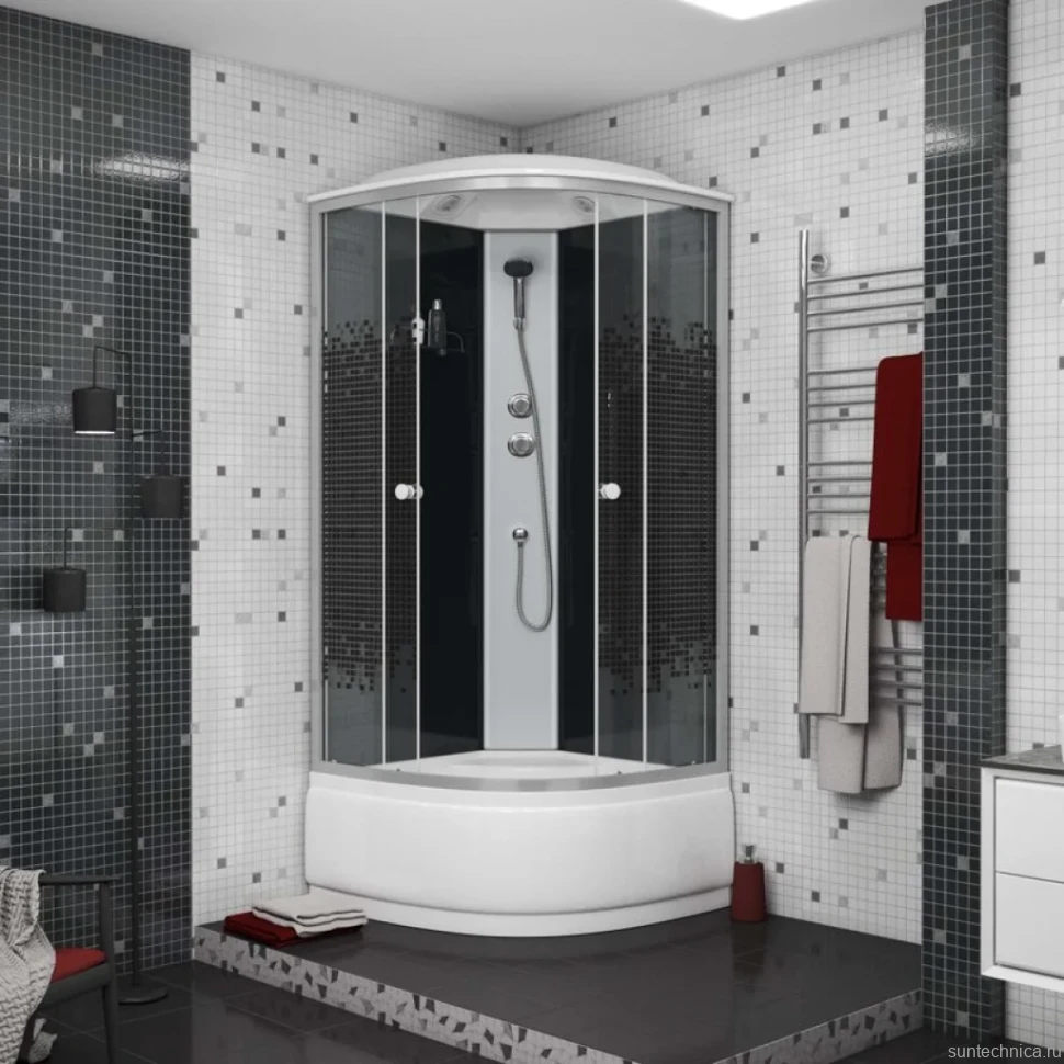 Душевая кабина Niagara NG-7508-14 BLACK с высоким поддоном, с сиденьем