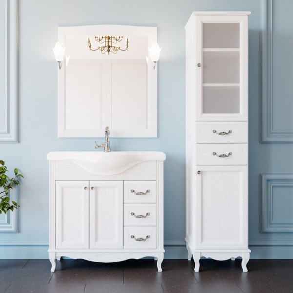 Мебель для ванной комнаты ValenHouse Эллина 80 белая, фурнитура хром