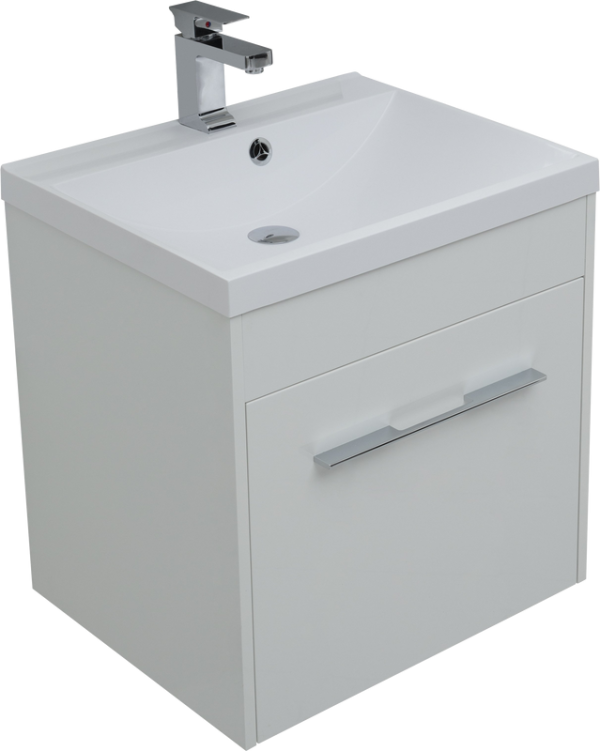 Тумба с раковиной Aquanet Августа 58 белая, ручка хром