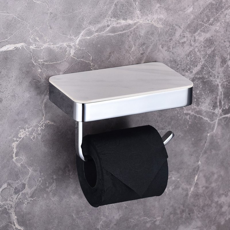 Держатель для туалетной бумаги Abber Westen AA1730 с полкой для телефона, хром