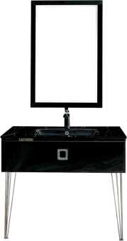 Мебель для ванной Armadi Art Lucido 100, глянцевая черная, раковина 852-100-B, ножки хром