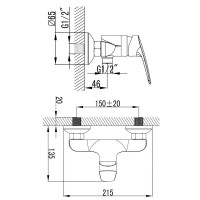 Смеситель для душа AZARIO TAVIRA с ручным душем, хром (AZ-WKE33361C)