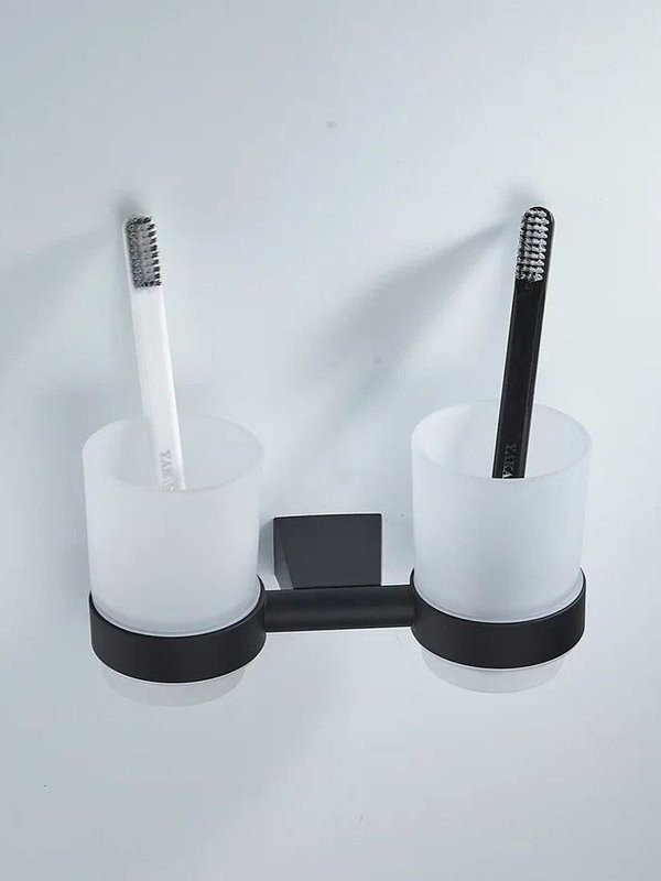 Стакан для зубных щеток / стакан для ванной комнаты двойной Shevanik SG5722H, черный