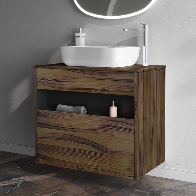 Тумба с раковиной AM.PM Func 80 дуб крафт, со столешницей, раковина M8FWCC10510WG