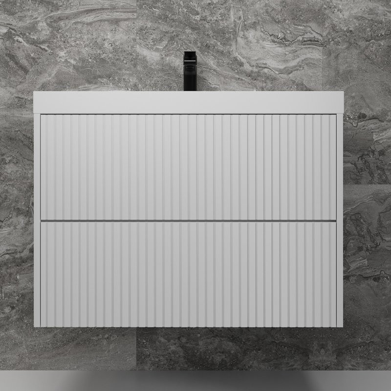 Тумба под раковину без столешницы Style Line Стокгольм 80 подвесная, белый рифленый софт