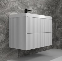 Тумба под раковину без столешницы Style Line Стокгольм 80 подвесная, белый рифленый софт