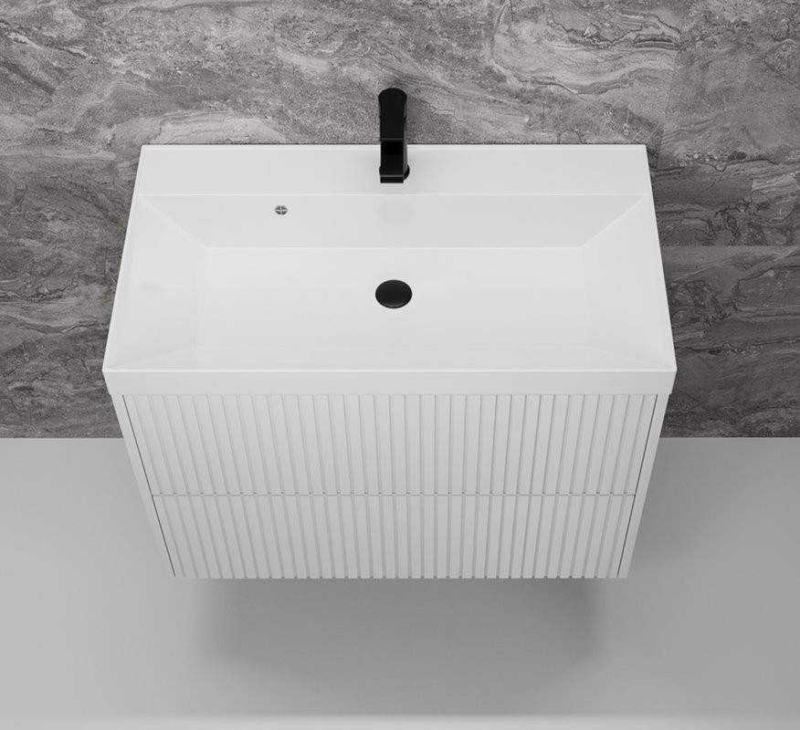 Тумба под раковину без столешницы Style Line Стокгольм 80 подвесная, белый рифленый софт