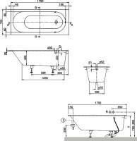 Акриловая ванна Villeroy & Boch Oberon UBQ177OBE2V-01 170x70 см, встраиваемая, цвет альпийский белый, на ножках