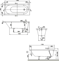 Акриловая ванна Villeroy & Boch Oberon UBQ177OBE2V-01 170x70 см, встраиваемая, цвет альпийский белый, на ножках