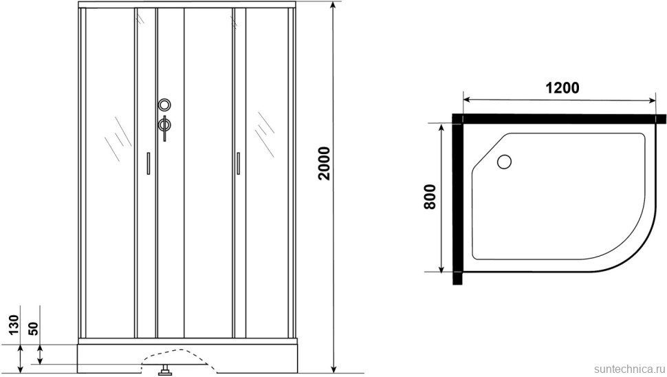 Душевая кабина Niagara Classic NG-3512-14LBK 120х80 см, без крыши