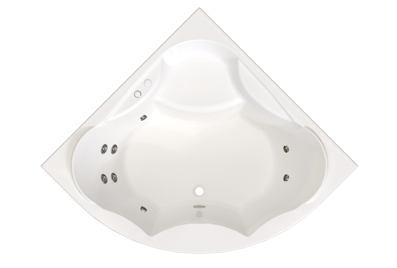 Акриловая ванна Radomir Сандра Стандарт 150x150 см, угловая, пристенная, с гидромассажем, белая, четверть круга, с каркасом, с экраном, с сиденьем, со сливом-переливом