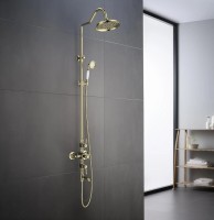 Душевая стойка AQUATEK Классик AQ2543PG с термостатом, полированное золото
