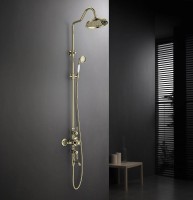 Душевая стойка AQUATEK Классик AQ2543PG с термостатом, полированное золото