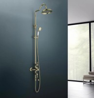 Душевая стойка AQUATEK Классик AQ2543PG с термостатом, полированное золото