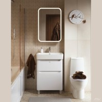 Тумба с раковиной Alavann Lana 60 напольная, 2 ящика, раковина Santek Нео 60, белая