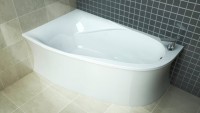 Ванна из искусственного камня Астра-Форм Селена L 170x100 см, угловая, левая, пристенная, белая, асимметричная, на ножках