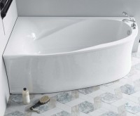 Ванна из искусственного камня Астра-Форм Селена L 170x100 см, угловая, левая, пристенная, белая, асимметричная, на ножках