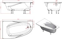 Ванна из искусственного камня Астра-Форм Селена L 170x100 см, угловая, левая, пристенная, белая, асимметричная, на ножках